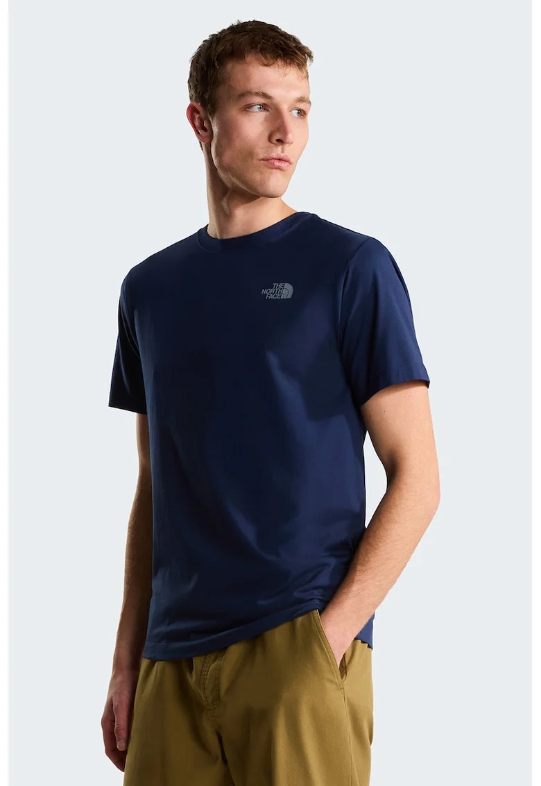 Tricou cu decolteu la baza gatului Mountain Sketch, Albastru inchis/Albastru glaciar