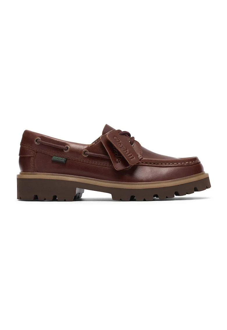Pantofi boat de piele Cleyhill, Maro cognac