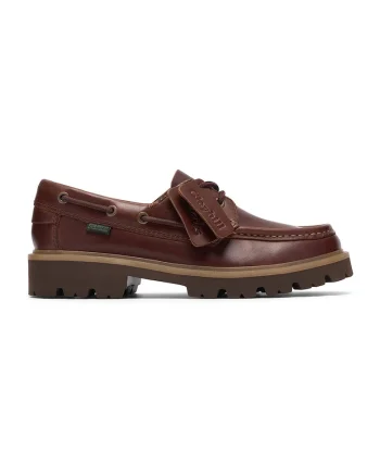 Pantofi boat de piele Cleyhill, Maro cognac