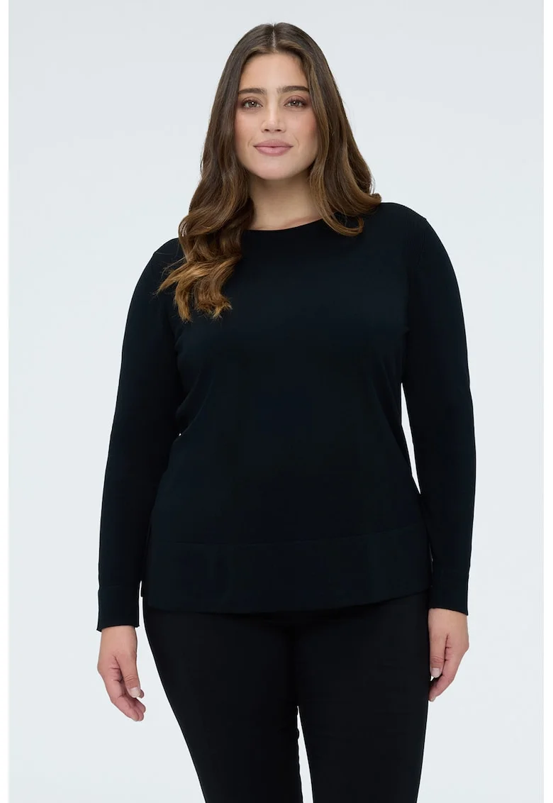 Pulover cu decolteu la baza gatului si model uni, Albastru ultramarin