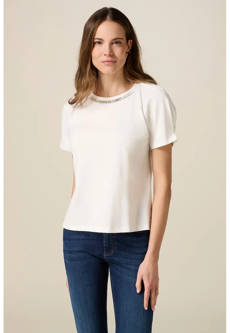 Tricou cu maneci raglan, Alb/Argintiu