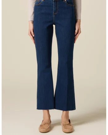 Blugi crop cu croiala bootcut, Bleumarin