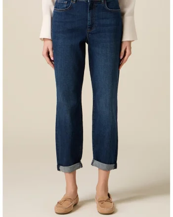 Blugi capri boyfriend, Albastru inchis