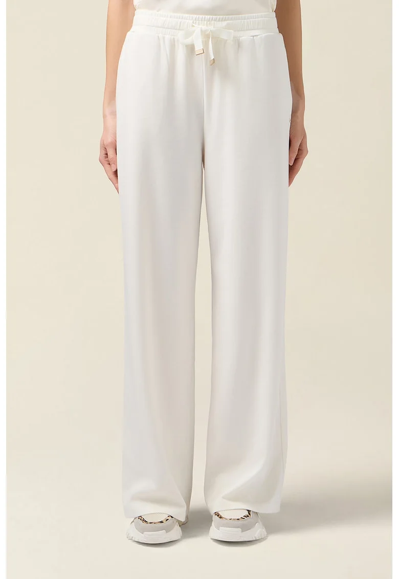 Pantaloni relaxed fit cu snur de ajustare, Alb