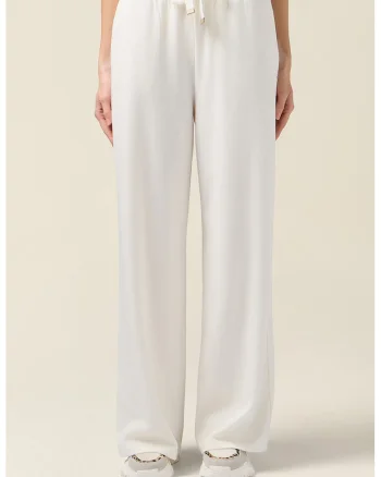 Pantaloni relaxed fit cu snur de ajustare, Alb