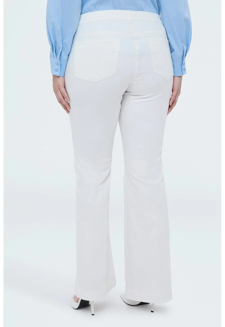 Blugi cu croiala bootcut si nasturi-bijuterie decorativi, Alb