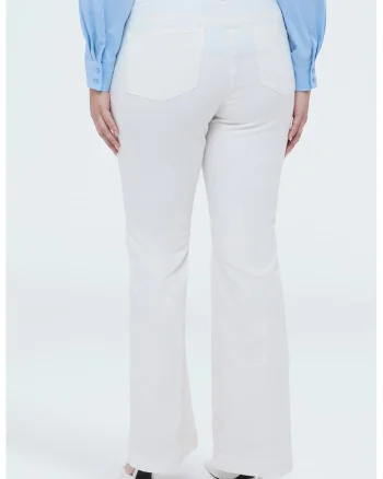 Blugi cu croiala bootcut si nasturi-bijuterie decorativi, Alb