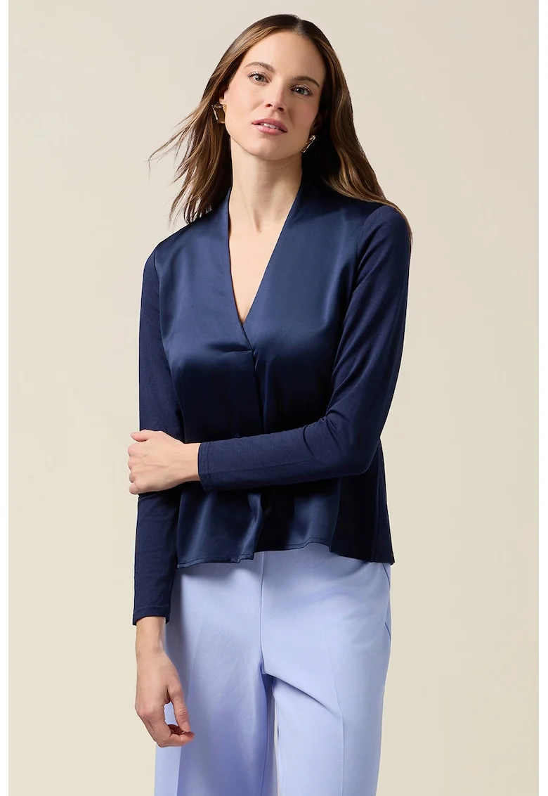 Bluza lejera cu decolteu in V, Bleumarin