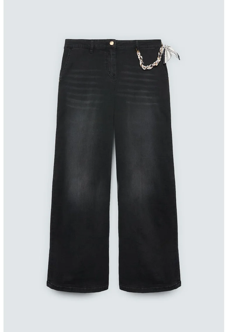 Blugi relaxed fit cu aspect decolorat, Negru stins/Alb murdar