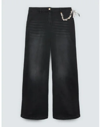 Blugi relaxed fit cu aspect decolorat, Negru stins/Alb murdar