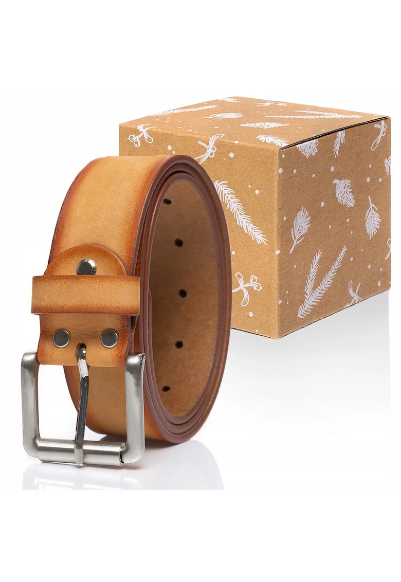 Cureaua Barbati,  SOPO-TT376 641, 100% Piele Naturala, Model Clasic, Catarama Din Metal, Reglabil, Reutilizabile, Pentru Pantaloni, Blugi, Rezistenta La Uzura Si Rezistenta La Zgarieturi, Lungime 85 Cm, Maro