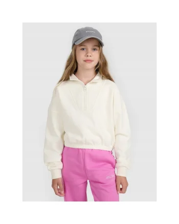 Hanorac copii  de trening fete, oversize, alb, bumbac|poliester