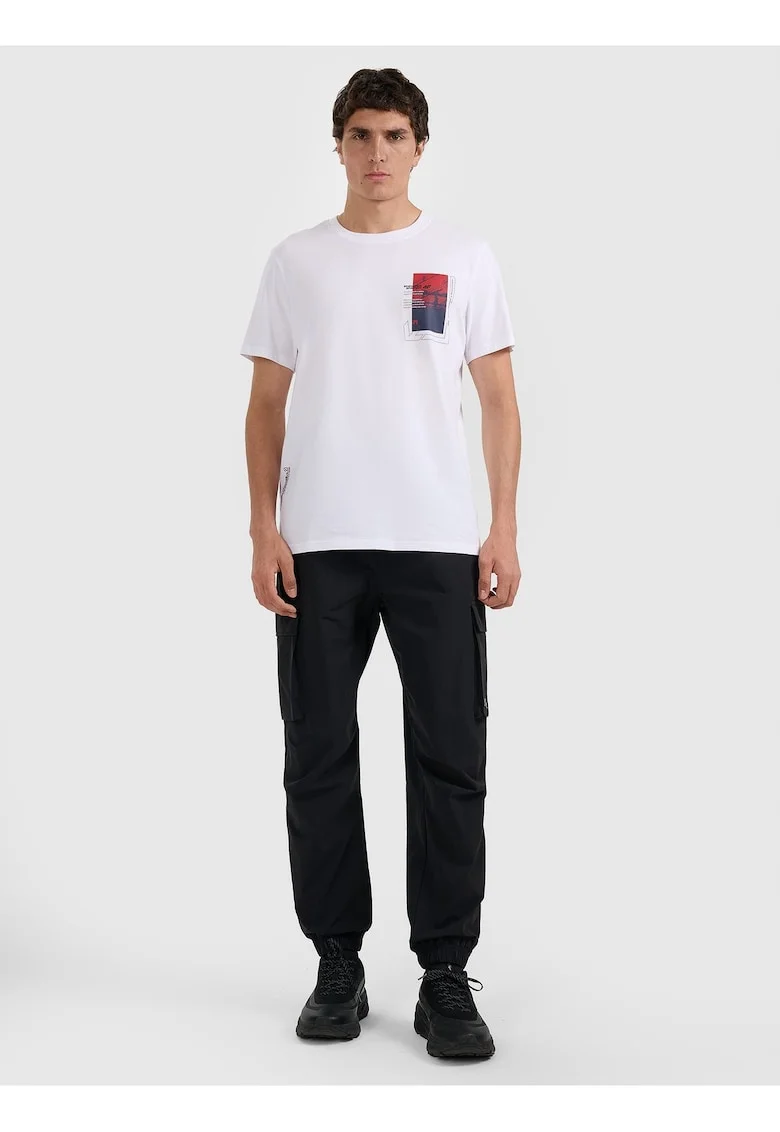 Tricou barbati  bumbac, confortabil, alb. cu imprimeu