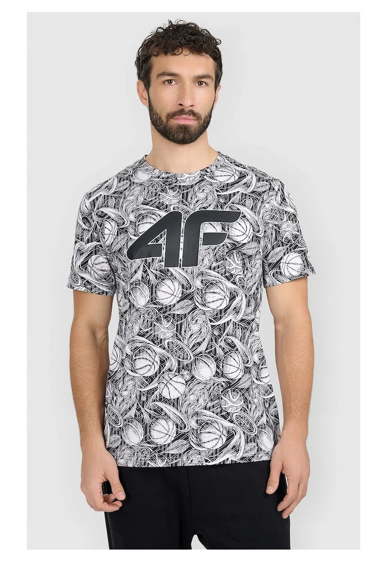 Tricou barbati  bumbac superior, Alb/Negru