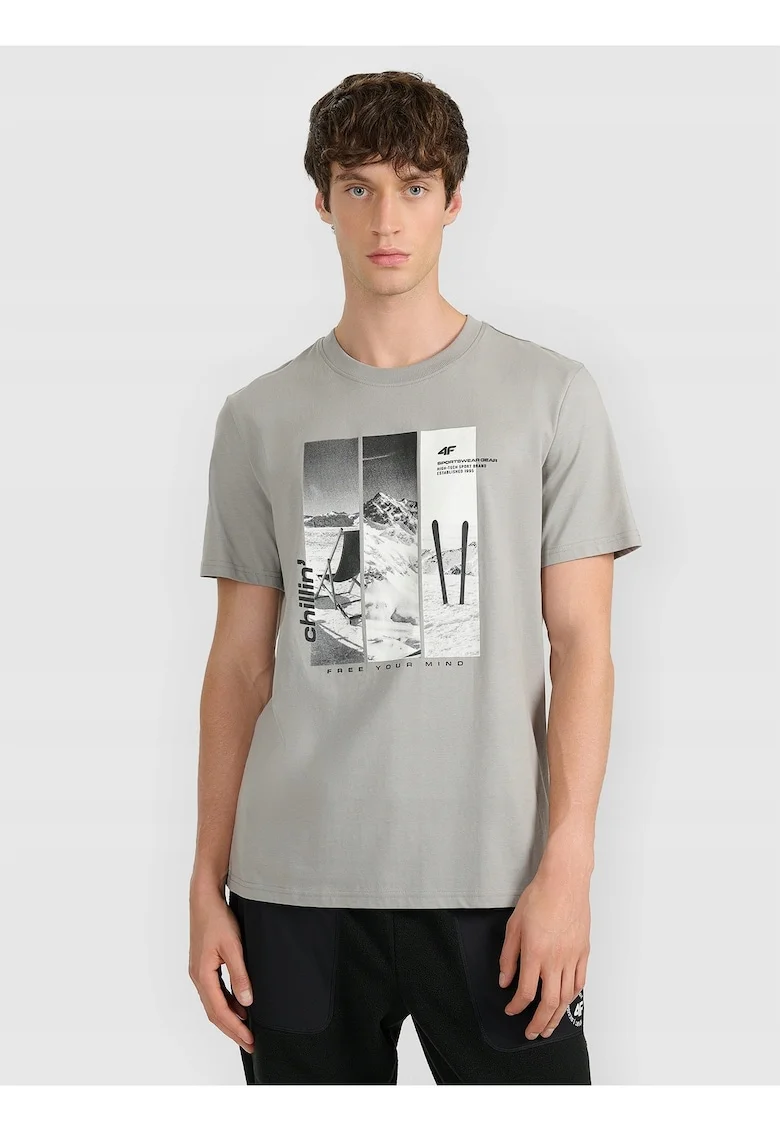 Tricou regular barbati  bumbac, gri