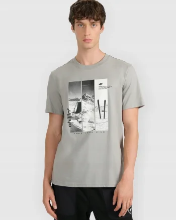 Tricou regular barbati  bumbac, gri