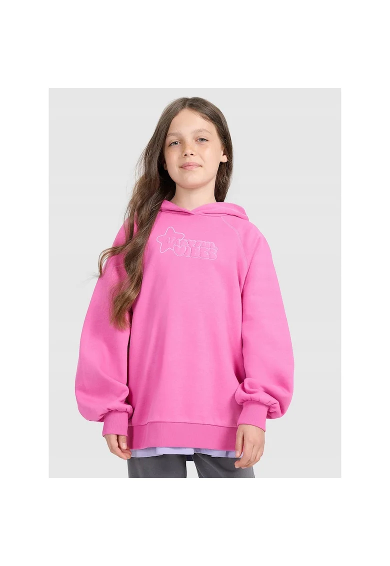 Hanorac copii  oversize, roz, bumbac/poliester