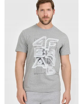 Tricou barbati,  bumbac, gri, cu imprimeu