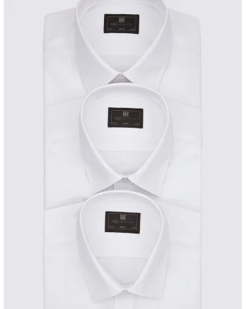 Set de camasi slim fit - 3 piese, Alb