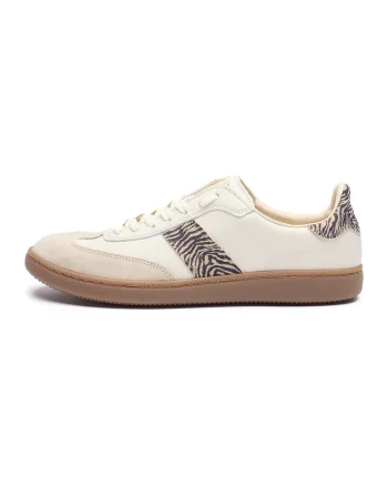 Pantofi sport din piele intoarsa si piele ecologica Marcella, Alb fildes/Crem