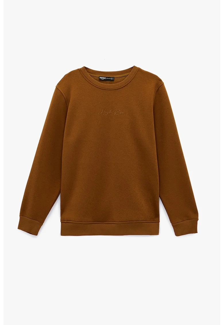 Bluza regular fit de trening cu decolteu la baza gatului, Caramel