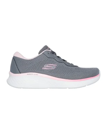 Pantofi sport de piele ecologica cu sireturi, Roz/Gri inchis