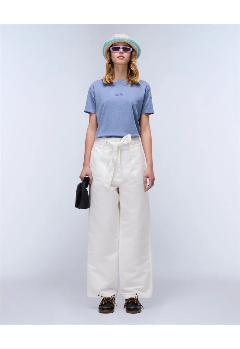 Pantaloni din amestec de in, cu croiala ampla,