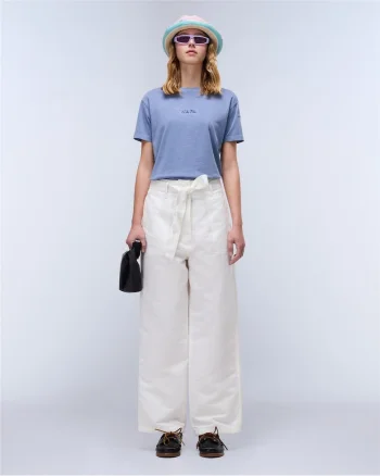 Pantaloni din amestec de in, cu croiala ampla,