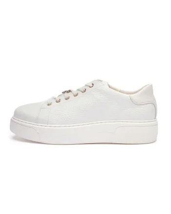 Pantofi sport June din piele cu model uni, Alb