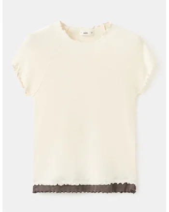Tricou cu terminatie valurita, Crem