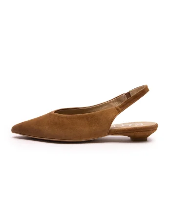 Pantofi slingback din piele intoarsa cu toc kitten Sinead, Caramel