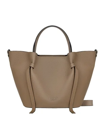Geanta shopper din piele cu etui interior cu fermoar, Bej inchis