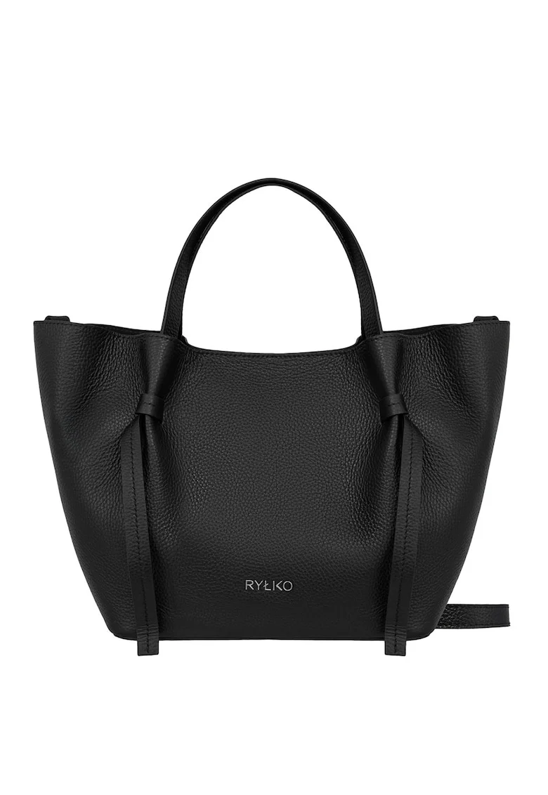 Geanta shopper din piele cu etui interior cu fermoar, Negru