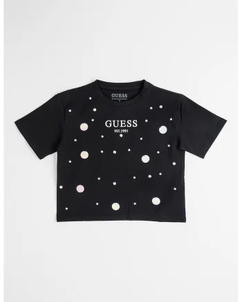 Tricou din amestec de bumbac cu logo si aplicatii, Negru/Argintiu