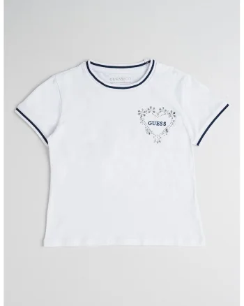 Tricou din amestec de bumbac cu logo pe piepe si aplicatii, Alb/Bleumarin