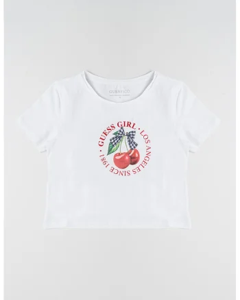 Tricou crop cu imprimeu logo, Rosu/Alb/Verde