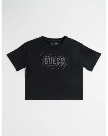 Tricou cu decolteu la baza gatului si imprimeu logo, Negru
