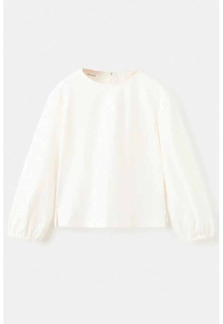 Bluza cu decolteu rotund, Alb