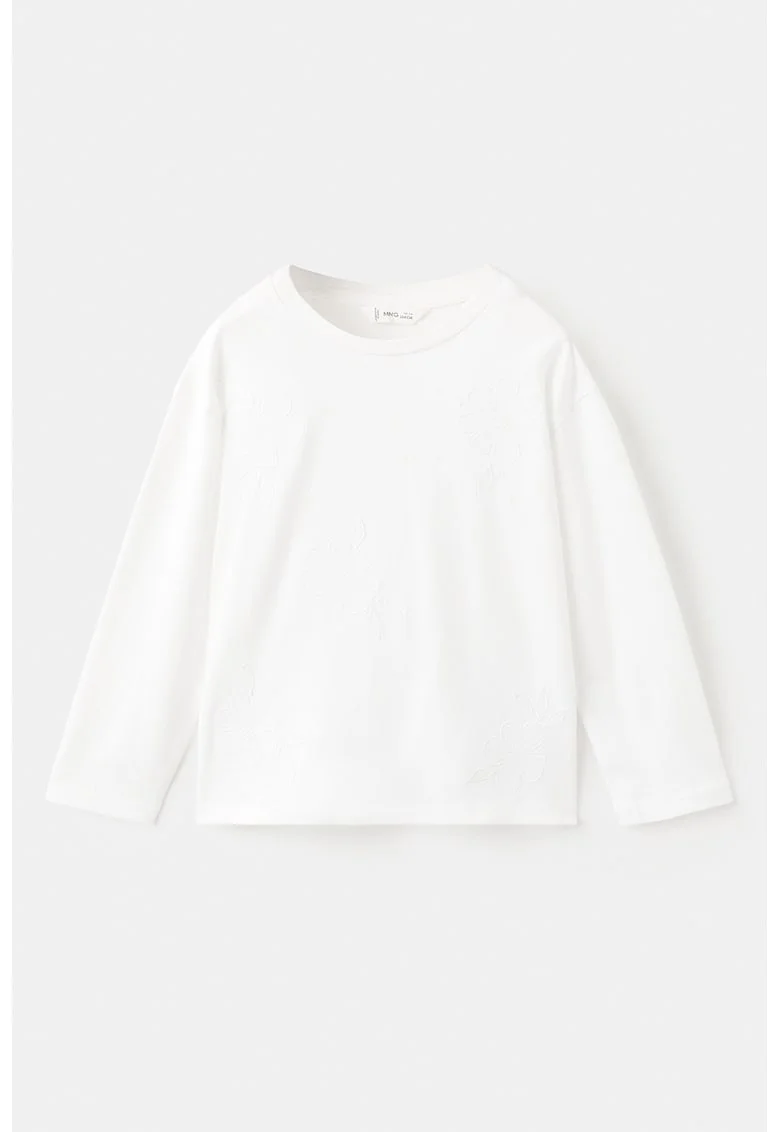 Bluza cu decolteu rotund, Alb optic