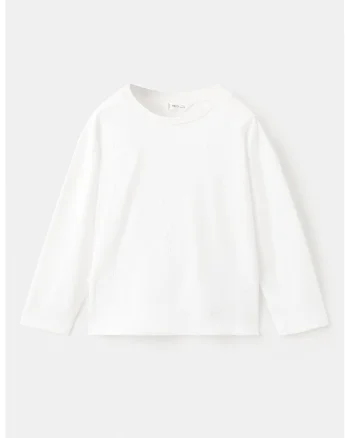 Bluza cu decolteu rotund, Alb optic