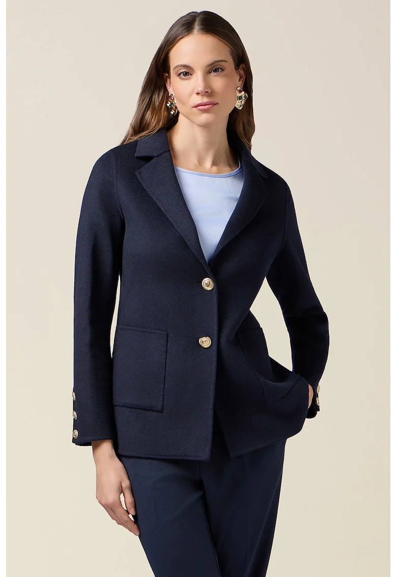 Sacou regular fit cu revere decupate, Albastru ultramarin