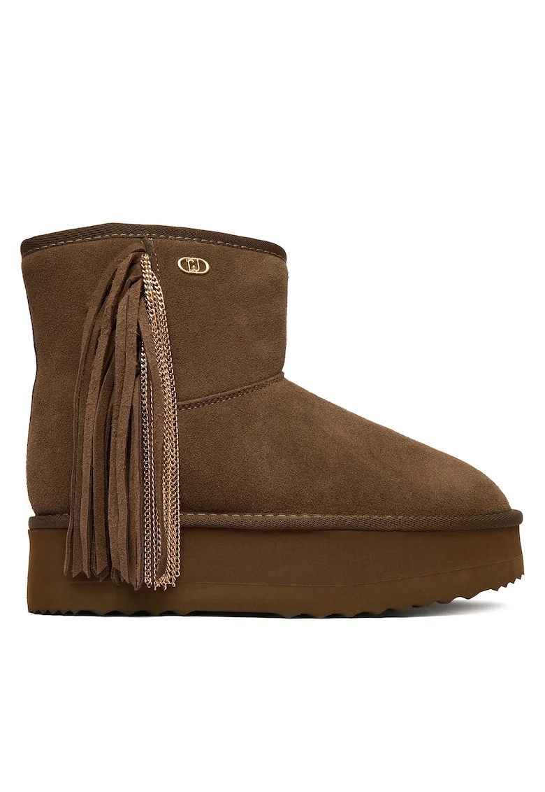 Ghete dama  Ebano S3830, piele naturala, maro