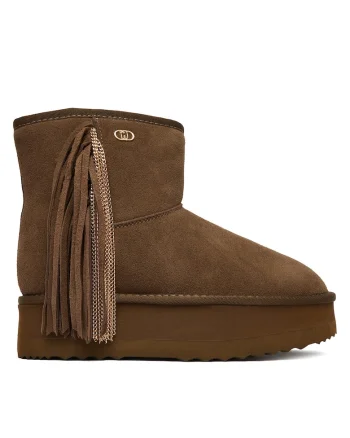 Ghete dama  Ebano S3830, piele naturala, maro