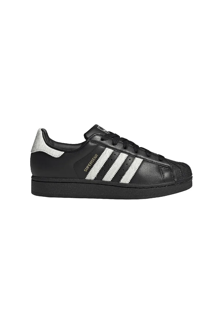 Pantofi sport din piele cu garnituri din piele intoarsa Superstar II, Alb/Negru