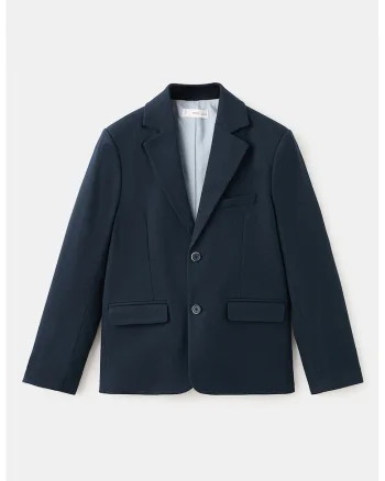 Sacou cu model uni si buzunare cu clapa, Bleumarin