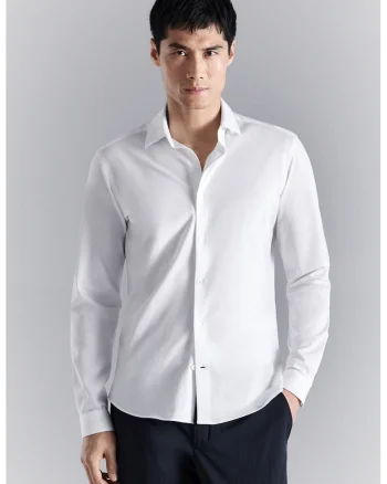 Camasa slim fit din amestec de bumbac, Alb