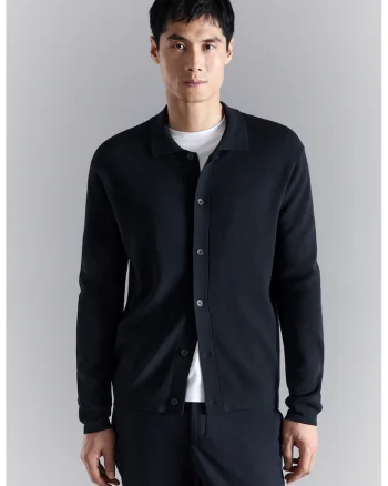 Cardigan cu guler polo si nasturi, Albastru ultramarin