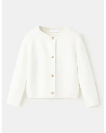 Cardigan cu nasturi si maneci raglan, Alb