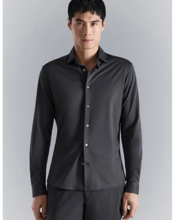 Camasa slim fit din amestec de bumbac, Gri carbune