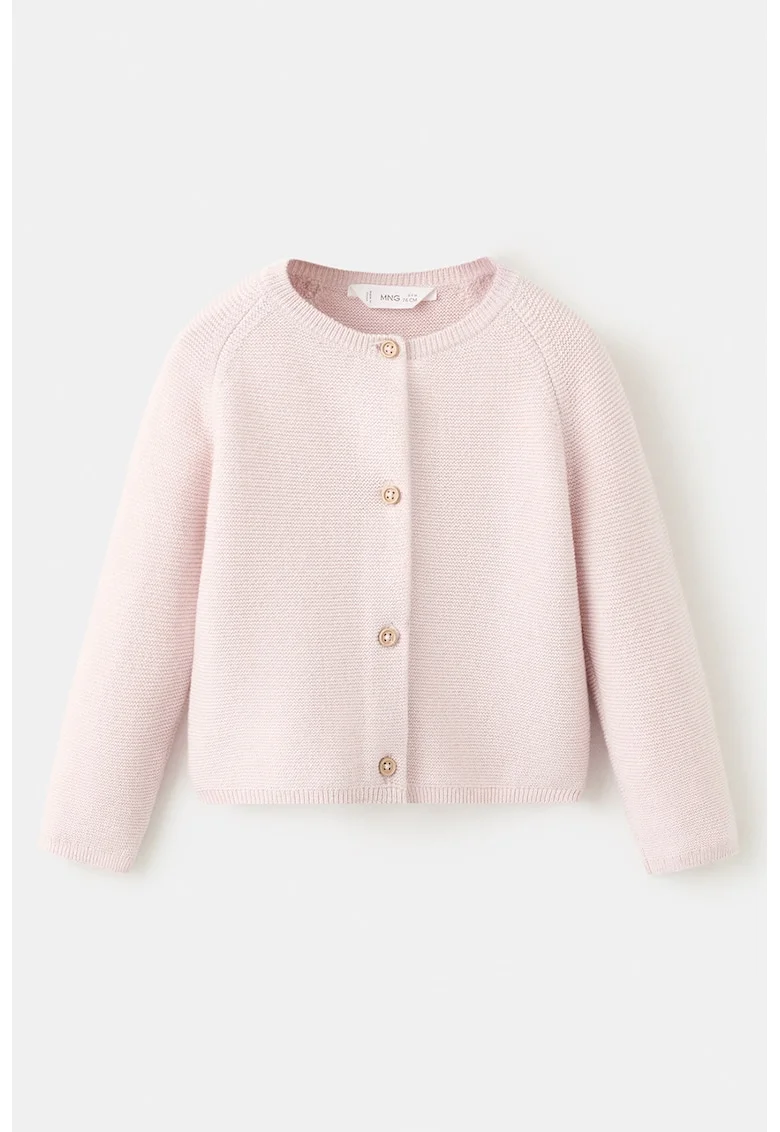Cardigan cu nasturi si maneci raglan, Roz pastel